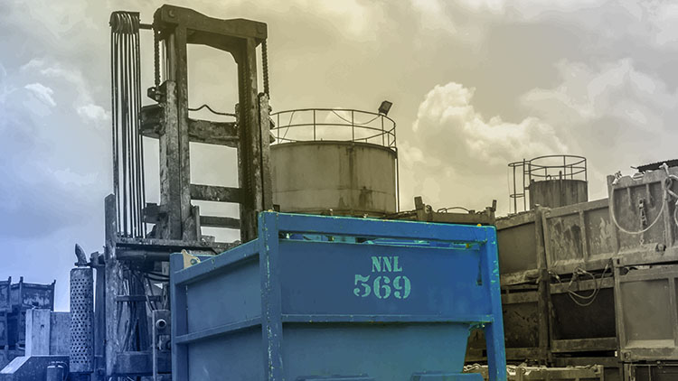 DNV Closed Top Waste Skips, used to seal, transfer, store and transport oil waste.